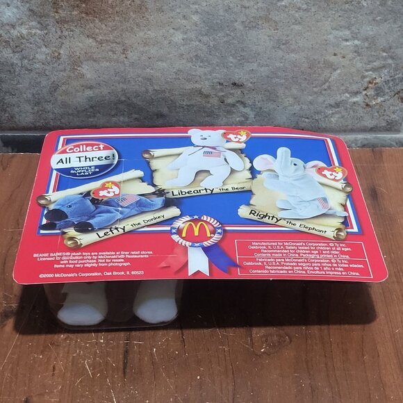 Ty McDonalds Teenie Beanie Baby Libearty The Bear US Flag Plush Toy 1996 - Picture 6 of 10